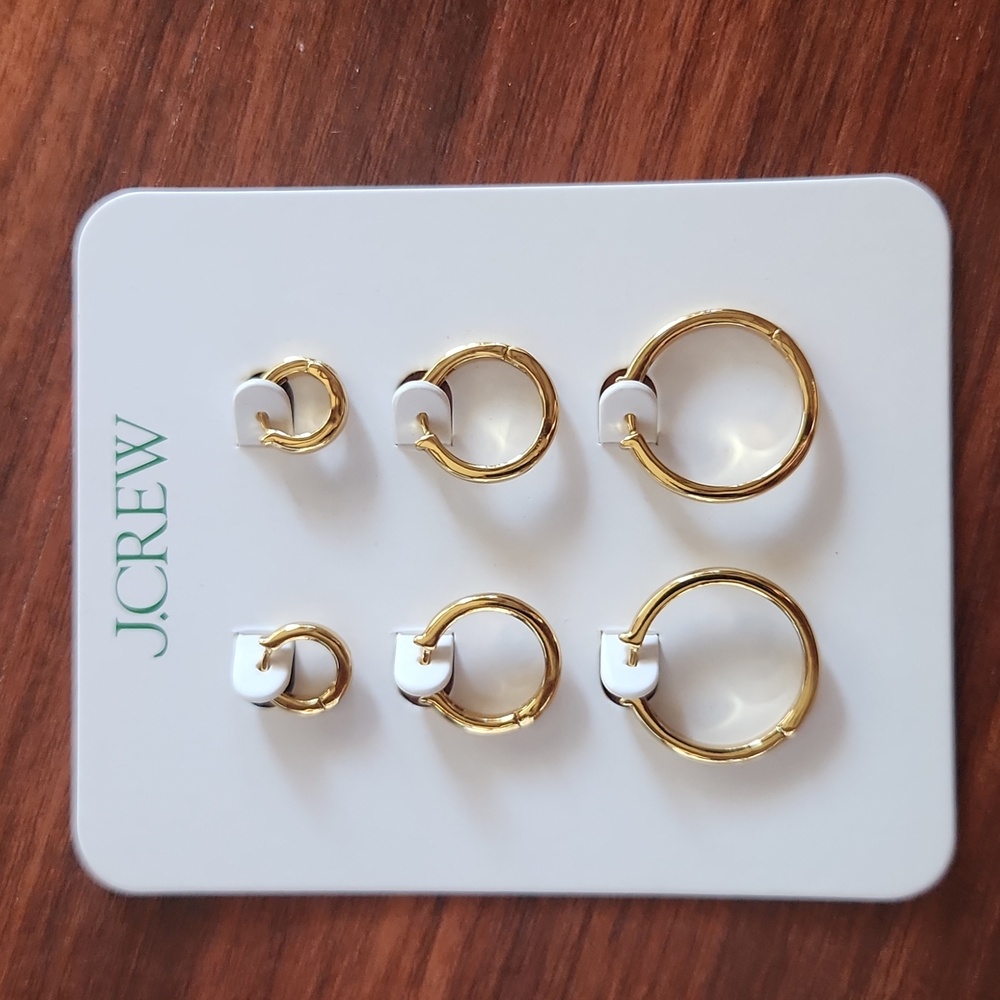 J.Crew Three Small Hoop Earrings Set